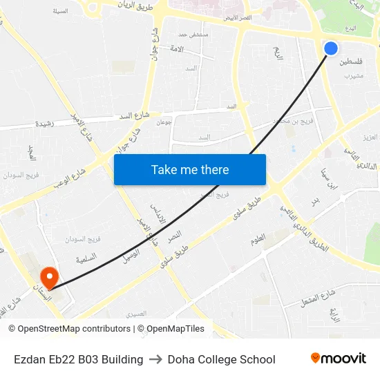 Ezdan Eb22 B03 Building to Doha College School map