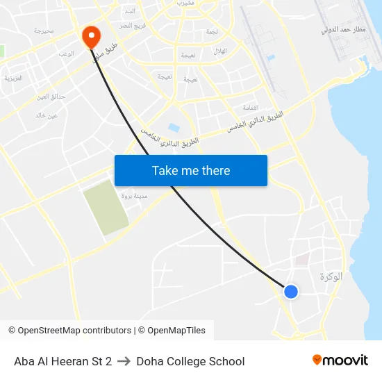 Aba Al Heeran St 2 to Doha College School map