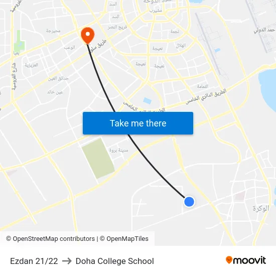 Ezdan 21/22 to Doha College School map