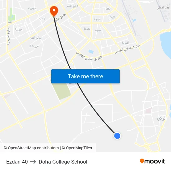 Ezdan 40 to Doha College School map
