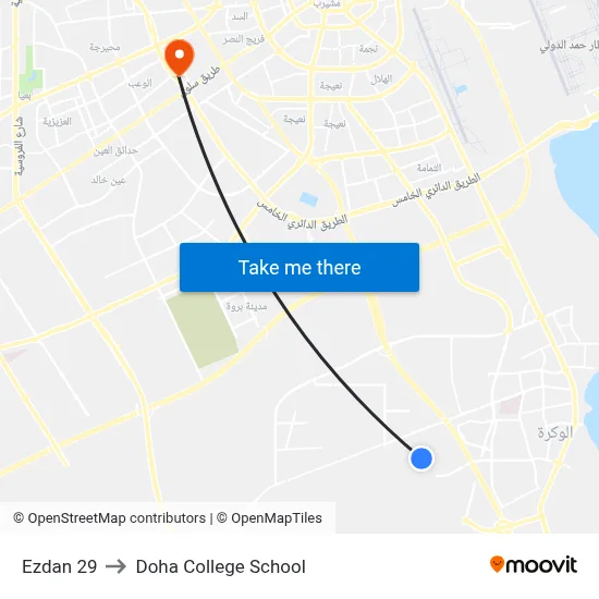 Ezdan 29 to Doha College School map
