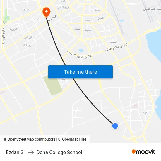 Ezdan 31 to Doha College School map