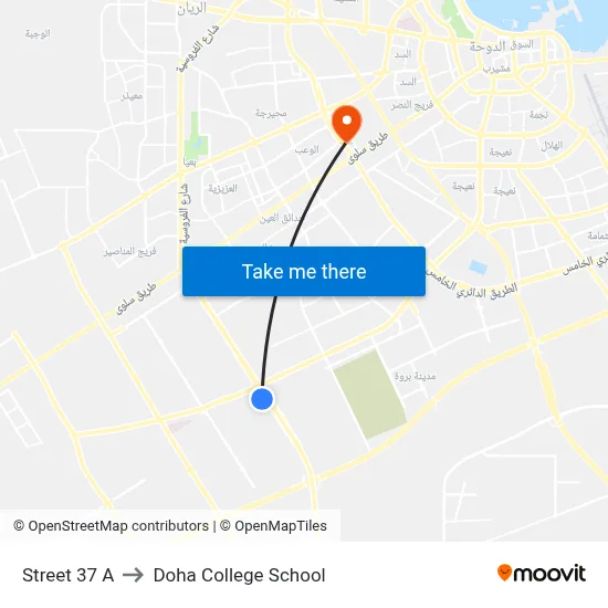 Street 37 A to Doha College School map