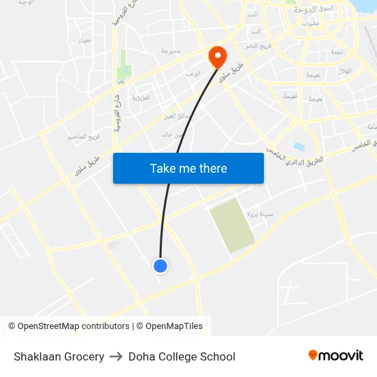 Shaklaan Grocery to Doha College School map