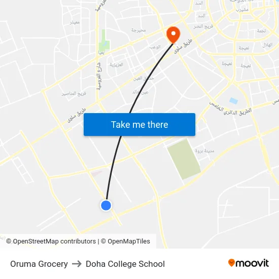 Oruma Grocery to Doha College School map