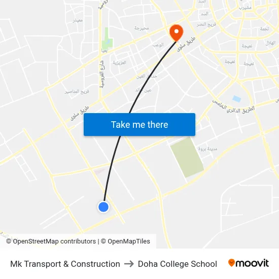 Mk Transport & Construction to Doha College School map