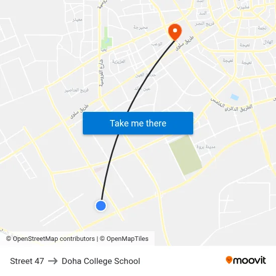 Street 47 to Doha College School map