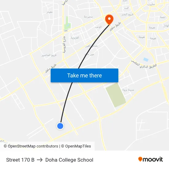 Street 170 B to Doha College School map