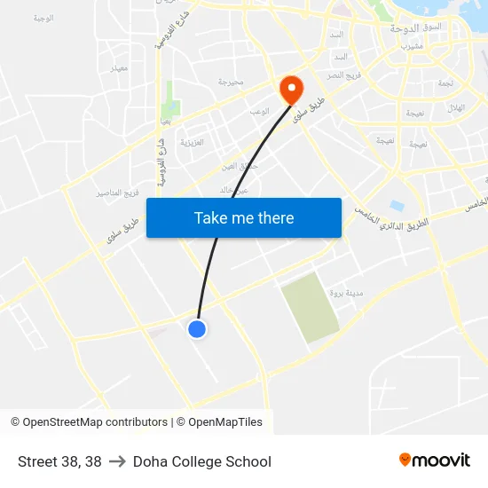 Street 38, 38 to Doha College School map