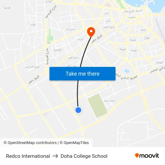 Redco International to Doha College School map
