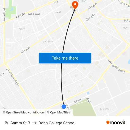 Bu Samra St B to Doha College School map