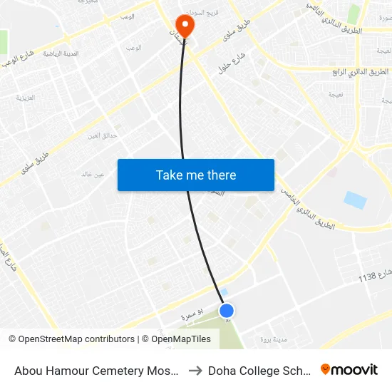 Abou Hamour Cemetery Mosque to Doha College School map
