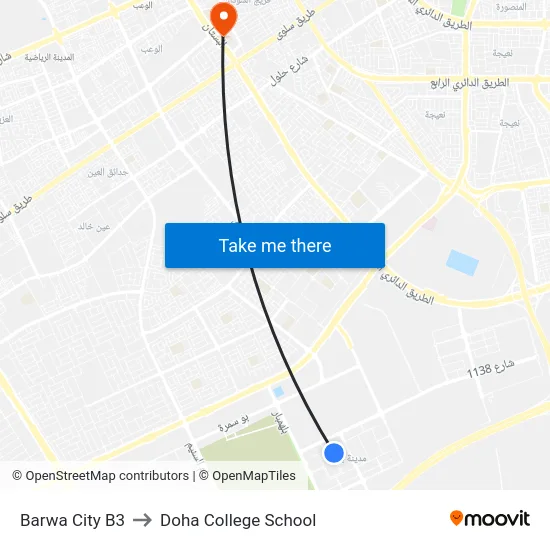 Barwa City B3 to Doha College School map