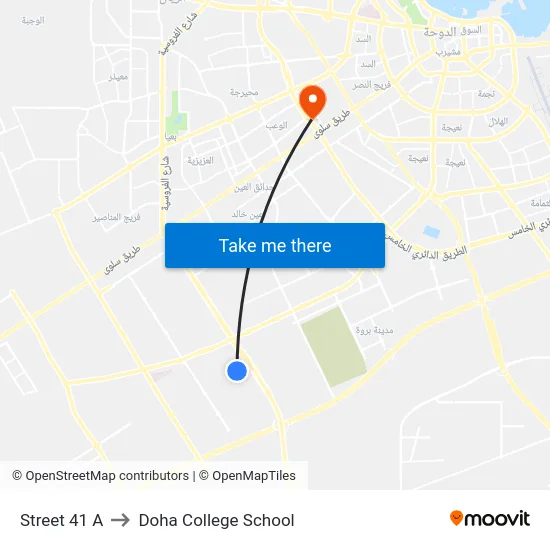 Street 41 A to Doha College School map
