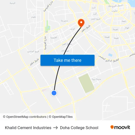 Khalid Cement Industries to Doha College School map