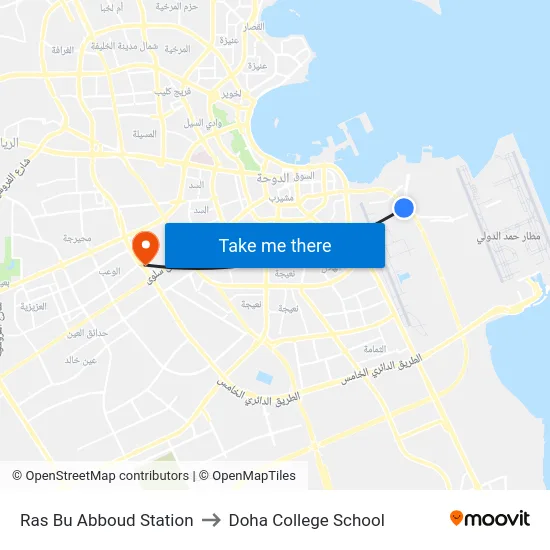 Ras Bu Abboud Station to Doha College School map