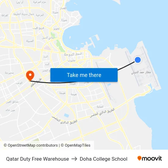 Qatar Duty Free Warehouse to Doha College School map