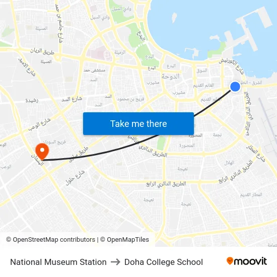National Museum Station to Doha College School map