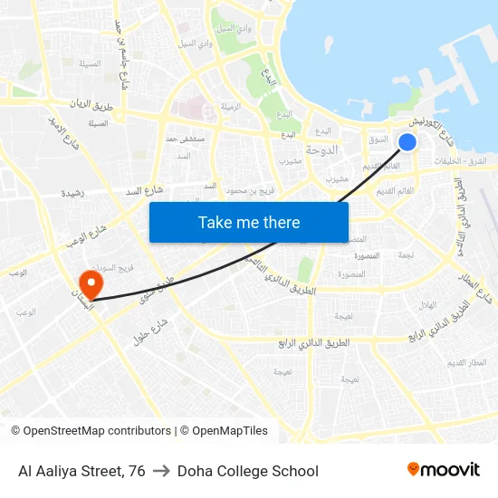 Al Aaliya Street, 76 to Doha College School map