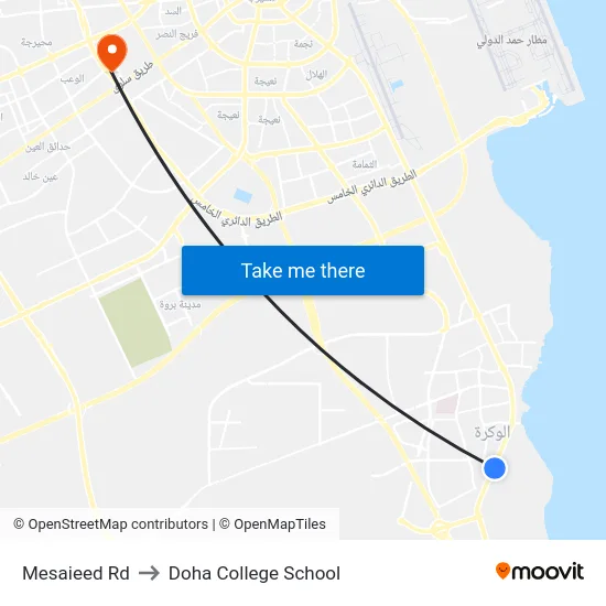 Mesaieed Rd to Doha College School map