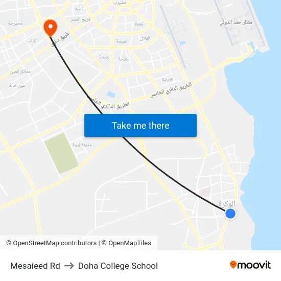 Mesaieed Rd to Doha College School map