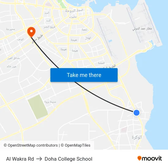 Al Wakra Rd to Doha College School map