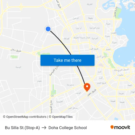 Bu Silla St.(Stop-A) to Doha College School map