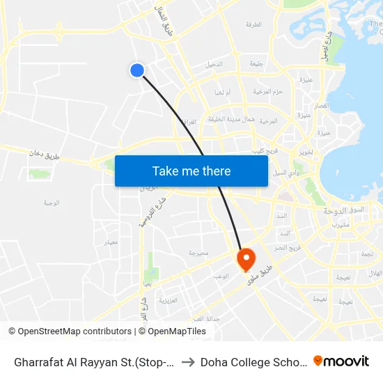 Gharrafat Al Rayyan St.(Stop-A) to Doha College School map