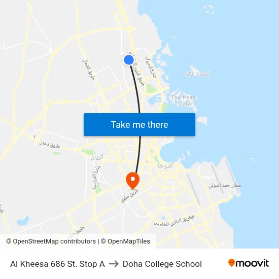 Al Kheesa 686 St. Stop A to Doha College School map