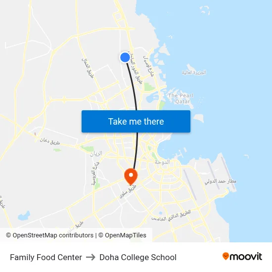 Family Food Center to Doha College School map
