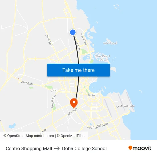 Centro Shopping Mall to Doha College School map