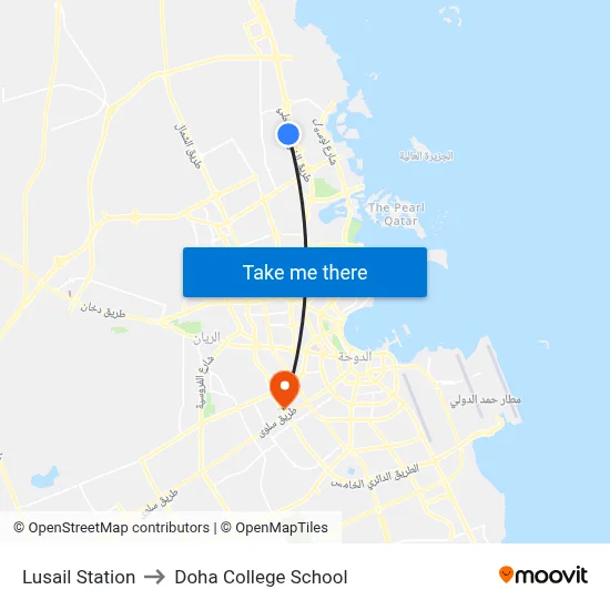 Lusail Station to Doha College School map