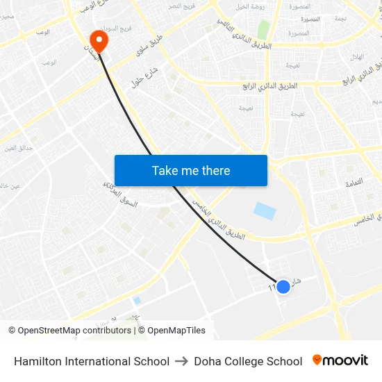Hamilton International School to Doha College School map