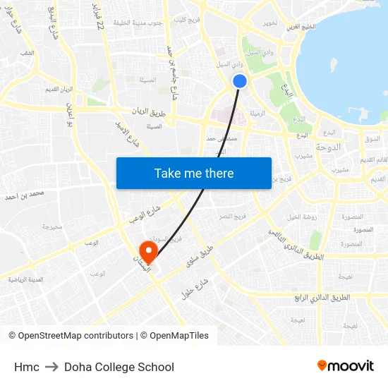 Hmc to Doha College School map
