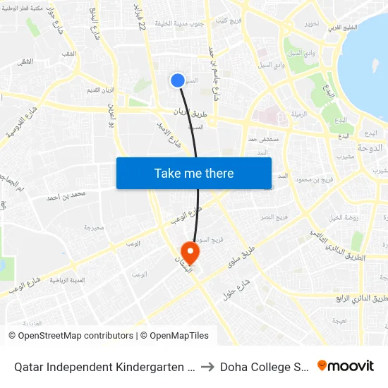 Qatar Independent Kindergarten For Girls to Doha College School map