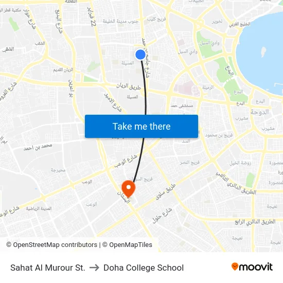 Sahat Al Murour St. to Doha College School map