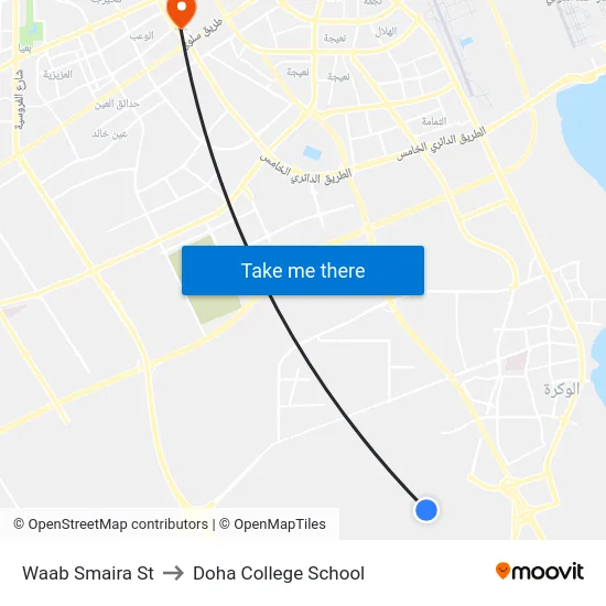 Waab Smaira St to Doha College School map