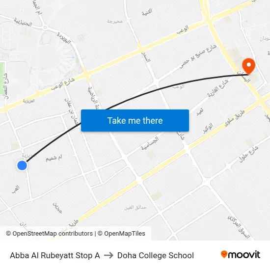 Abba Al Rubeyatt Stop A to Doha College School map