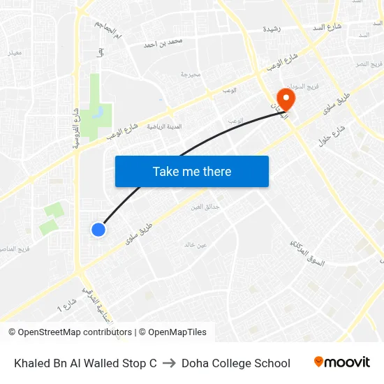 Khaled Bn Al Walled Stop C to Doha College School map