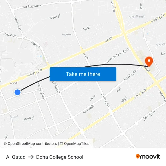 Al Qatad to Doha College School map