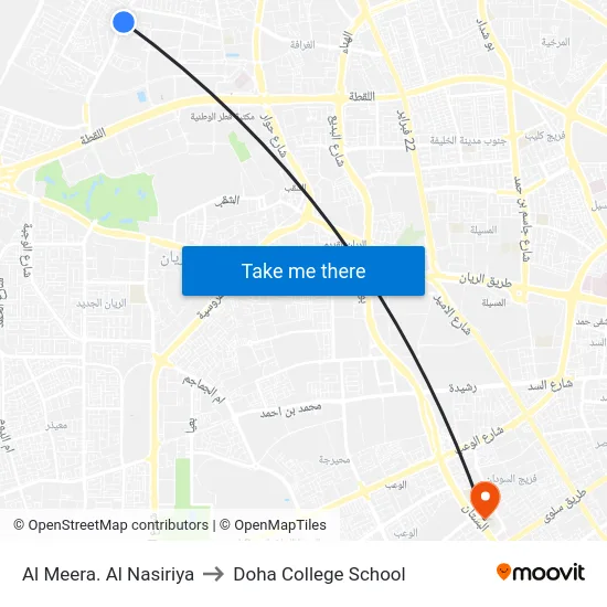 Al Meera. Al Nasiriya to Doha College School map