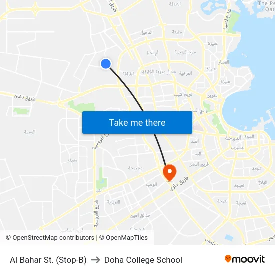Al Bahar St. (Stop-B) to Doha College School map