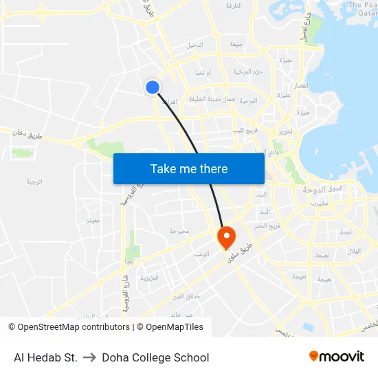 Al Hedab Street to Doha College School map