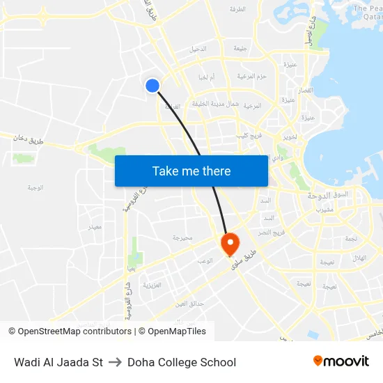 Wadi Al Jaada St to Doha College School map