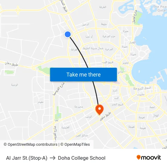 Al Jarr St.(Stop-A) to Doha College School map