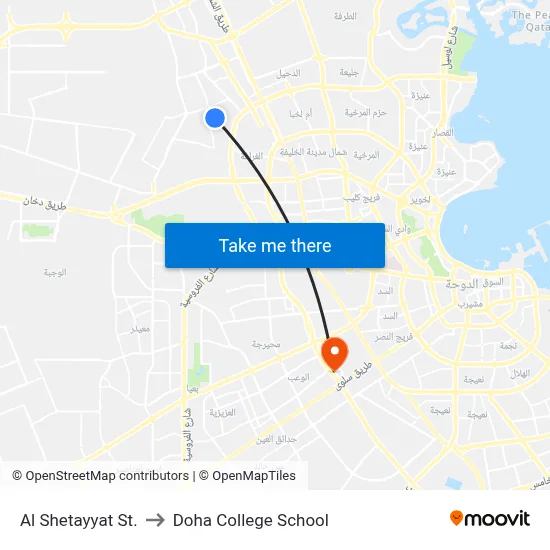 Al Shetayyat St. to Doha College School map