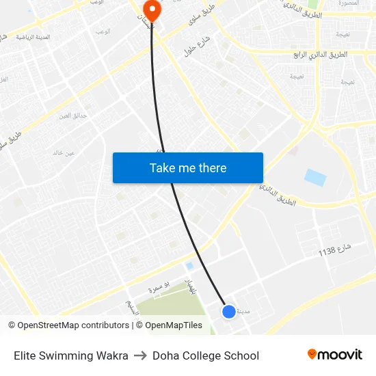 Elite Swimming Wakra to Doha College School map