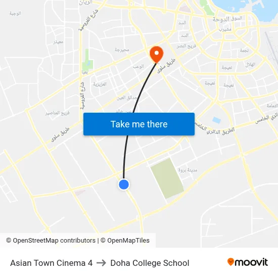 Asian Town Cinema 4 to Doha College School map