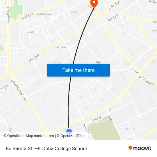Bu Samra St to Doha College School map