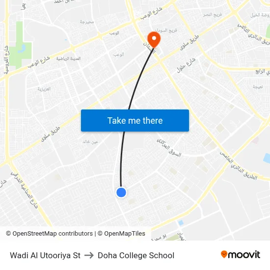 Wadi Al Utooriya St to Doha College School map